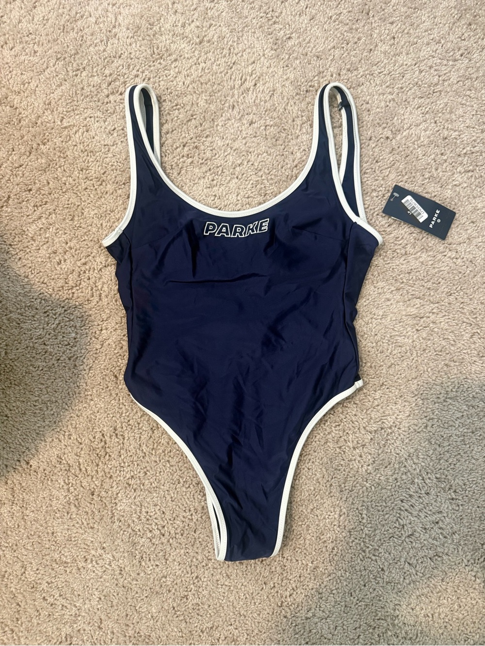 Parke Navy One-Piece Swimsuit with White Trim